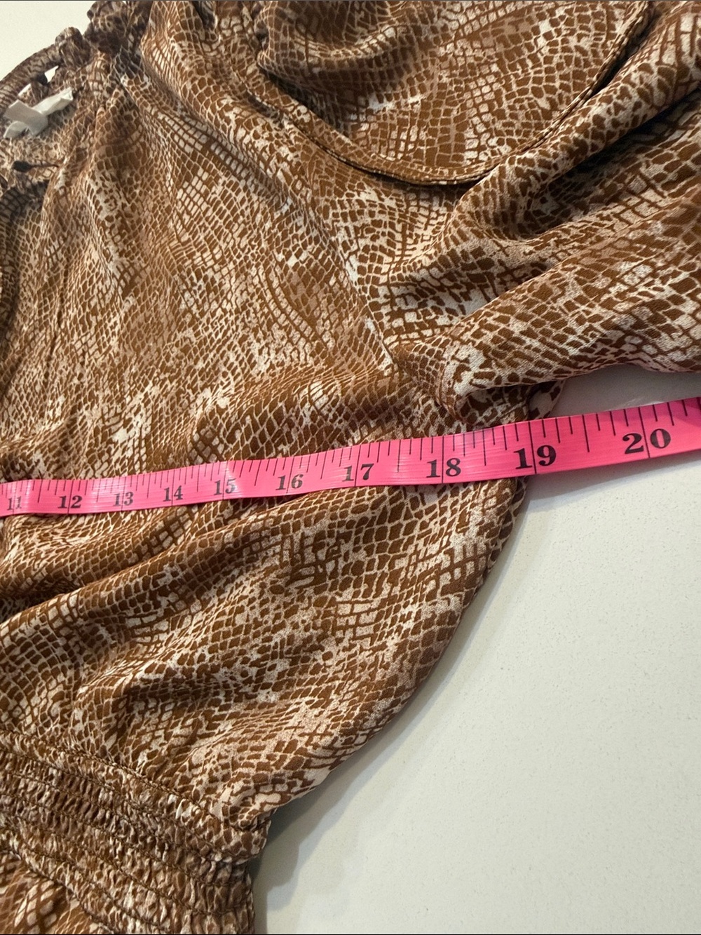 MINE Brown & Cream Snakeskin Ruffle Tier Mini Dress | Size L - Picture 12 of 14